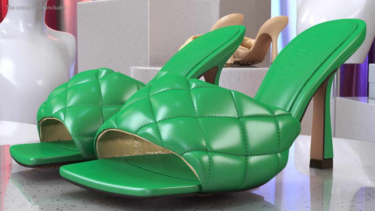 Green Padded Mule Bottega Veneta 3D