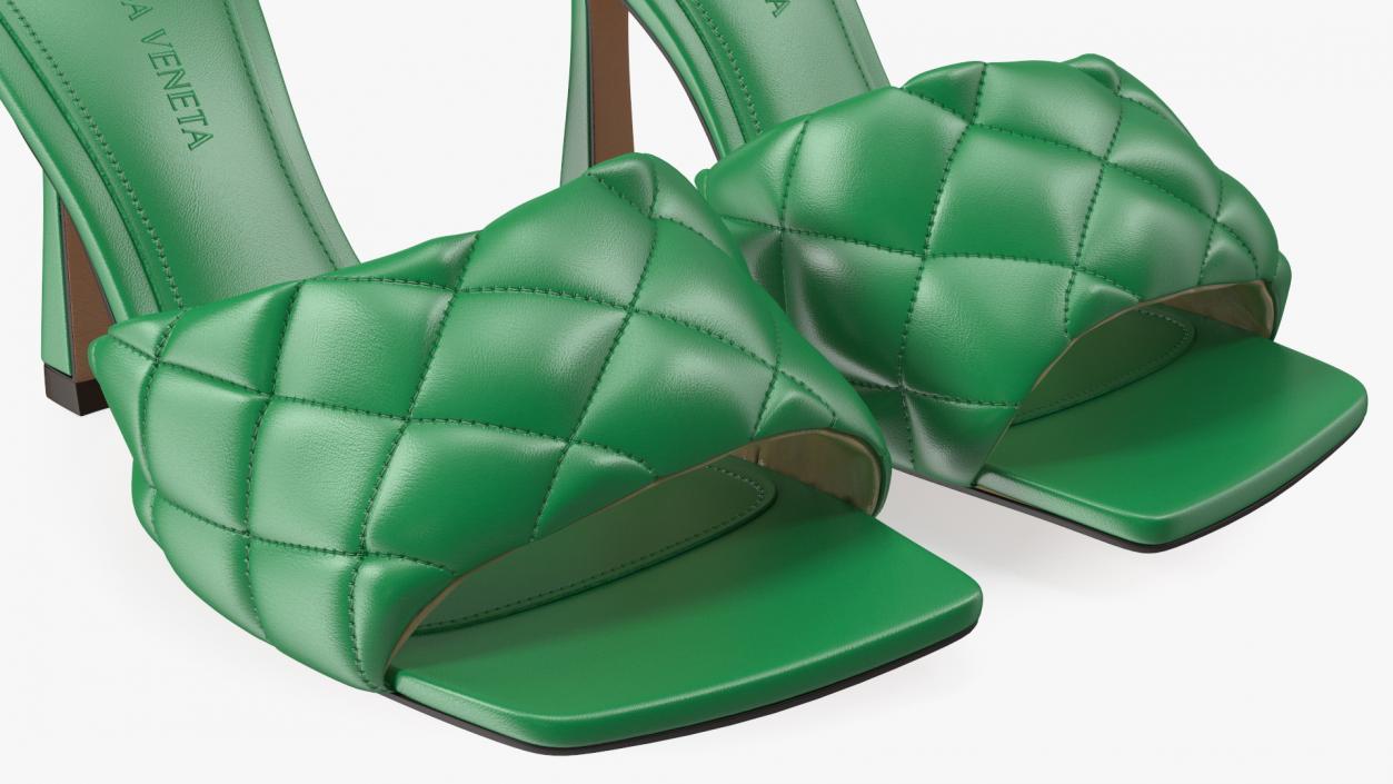 Green Padded Mule Bottega Veneta 3D