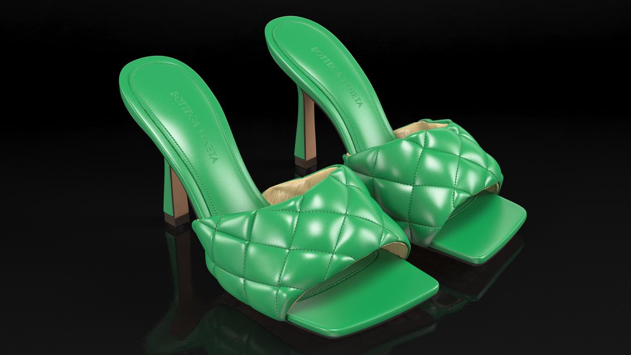 Green Padded Mule Bottega Veneta 3D