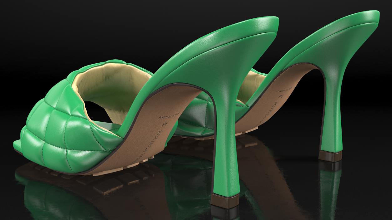 Green Padded Mule Bottega Veneta 3D