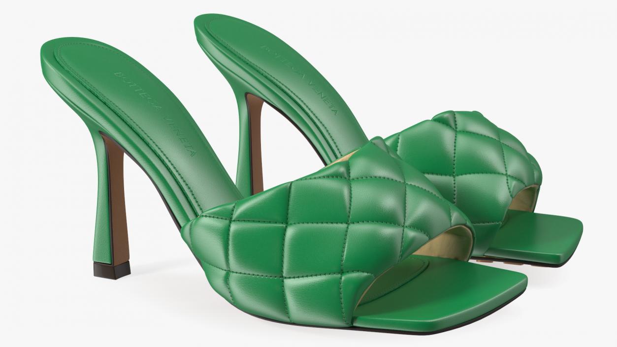 Green Padded Mule Bottega Veneta 3D