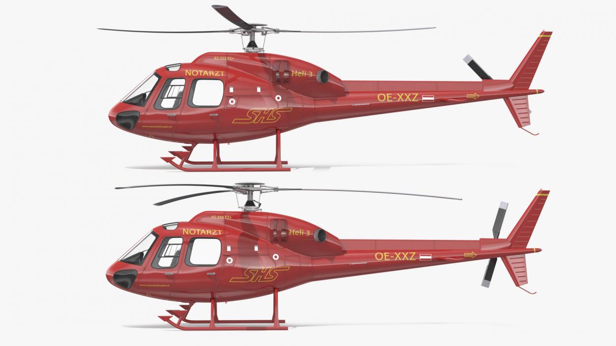 Aviation Services Helicopter Eurocopter AS355 Rigged 3D