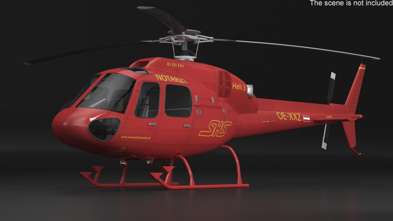 Aviation Services Helicopter Eurocopter AS355 Rigged 3D