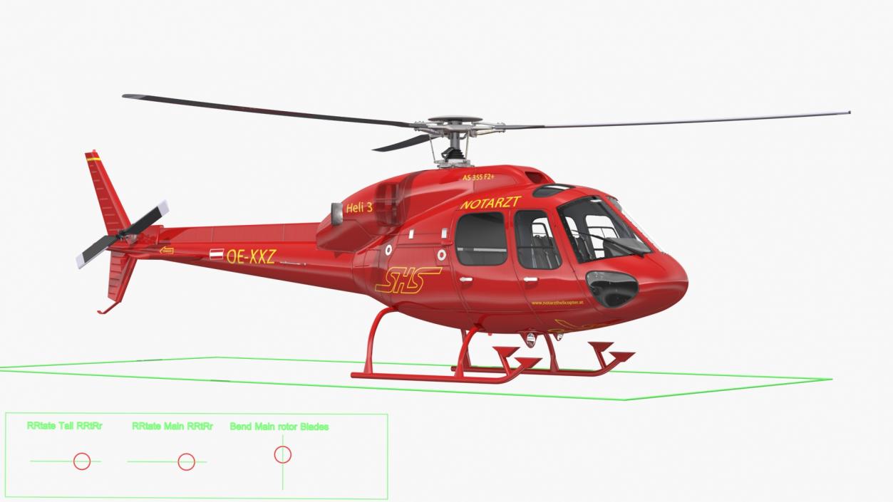 Aviation Services Helicopter Eurocopter AS355 Rigged 3D