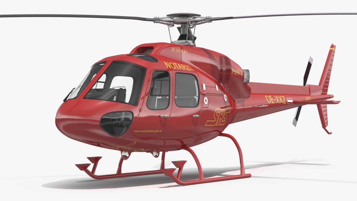 Aviation Services Helicopter Eurocopter AS355 Rigged 3D