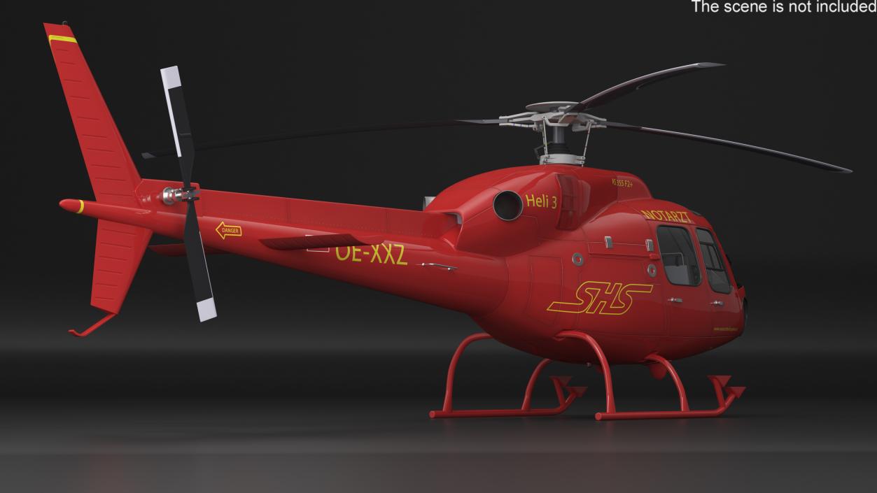 Aviation Services Helicopter Eurocopter AS355 Rigged 3D