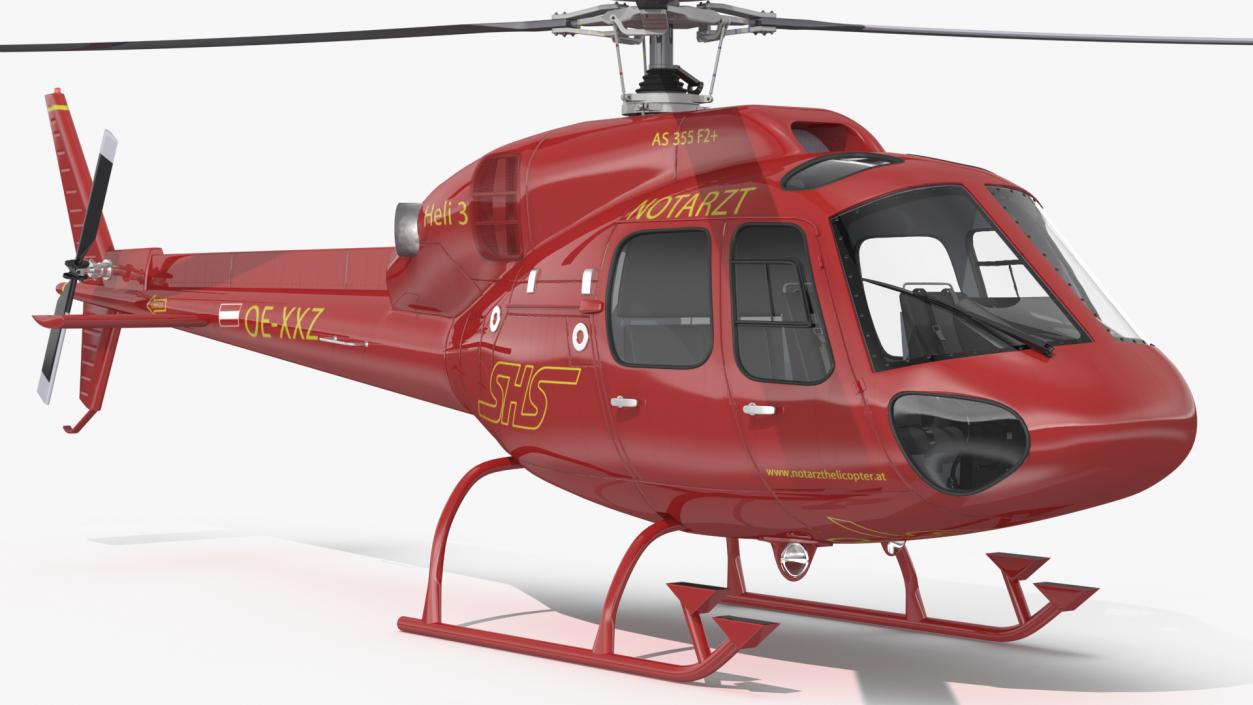 Aviation Services Helicopter Eurocopter AS355 Rigged 3D