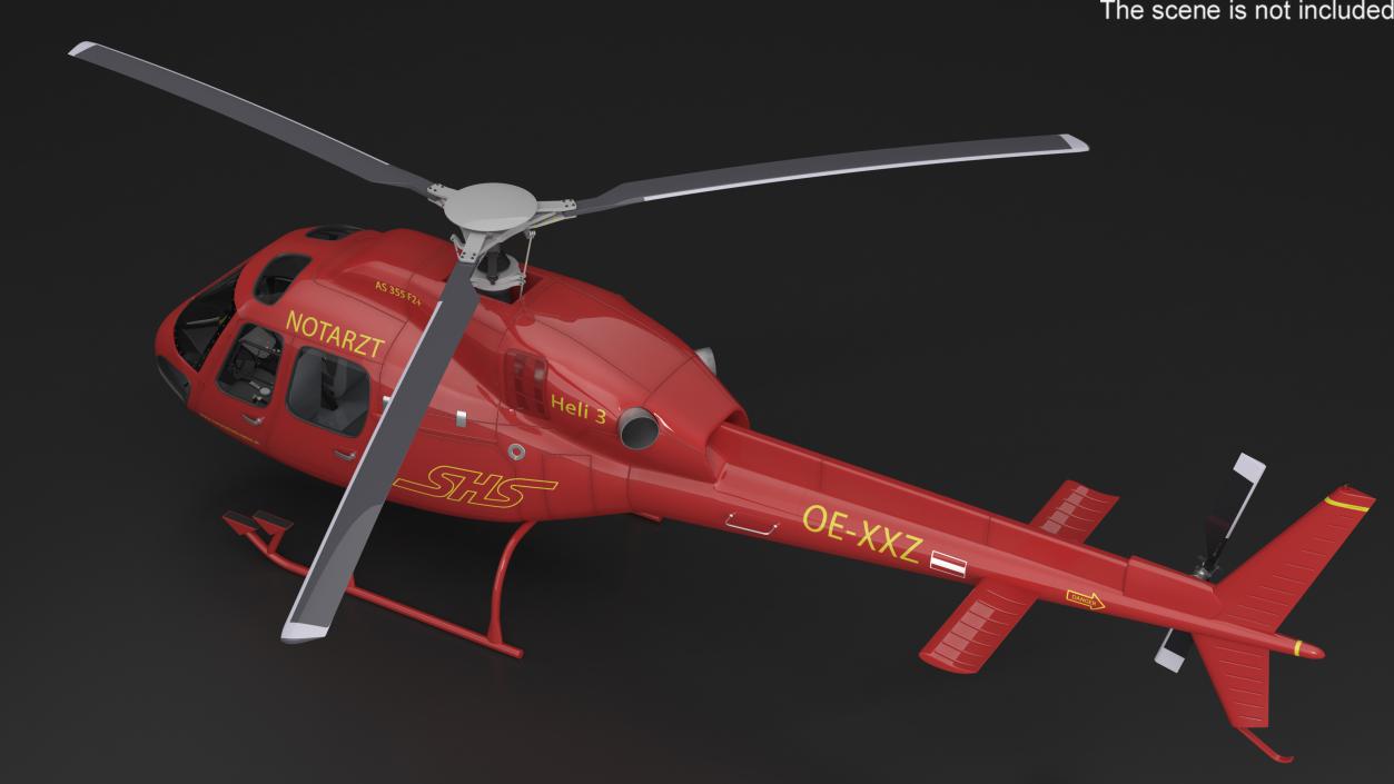 Aviation Services Helicopter Eurocopter AS355 Rigged 3D