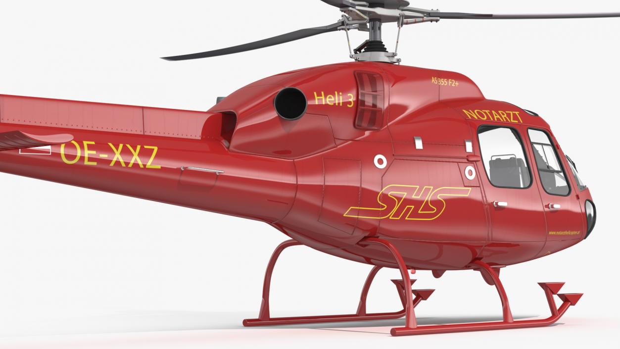 Aviation Services Helicopter Eurocopter AS355 Rigged 3D