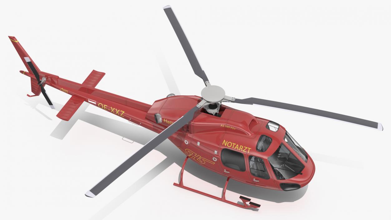 Aviation Services Helicopter Eurocopter AS355 Rigged 3D