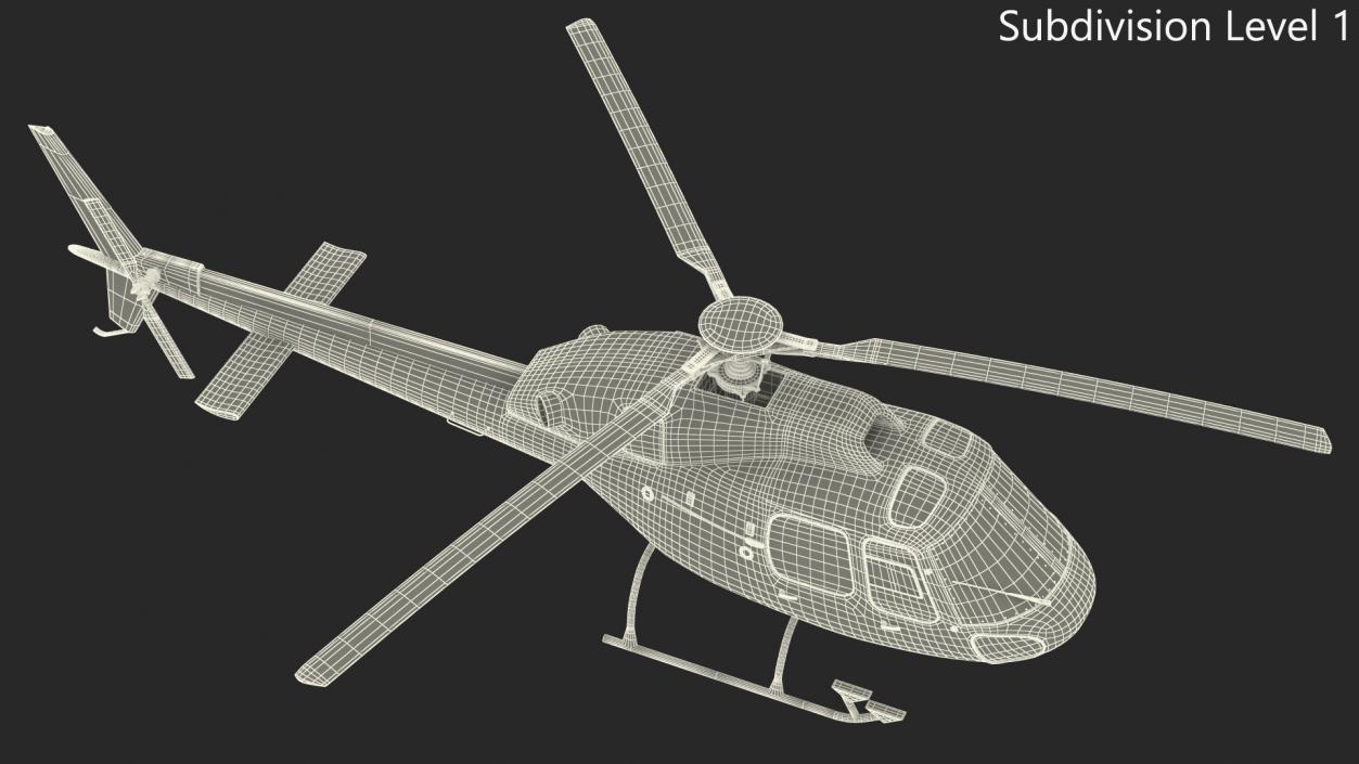 Aviation Services Helicopter Eurocopter AS355 Rigged 3D