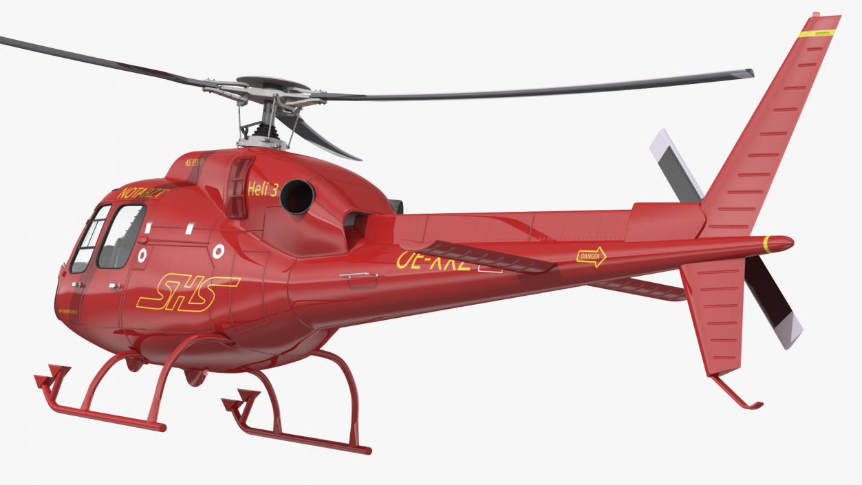 Aviation Services Helicopter Eurocopter AS355 Rigged 3D