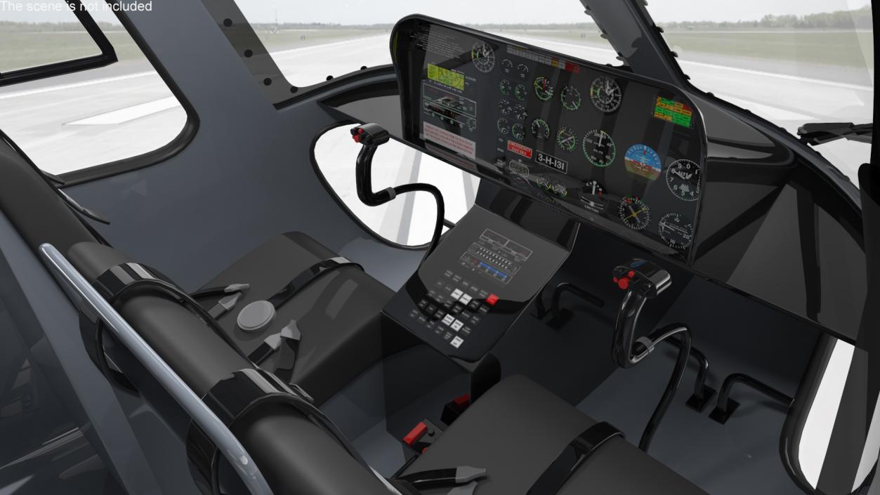 Aviation Services Helicopter Eurocopter AS355 Rigged 3D