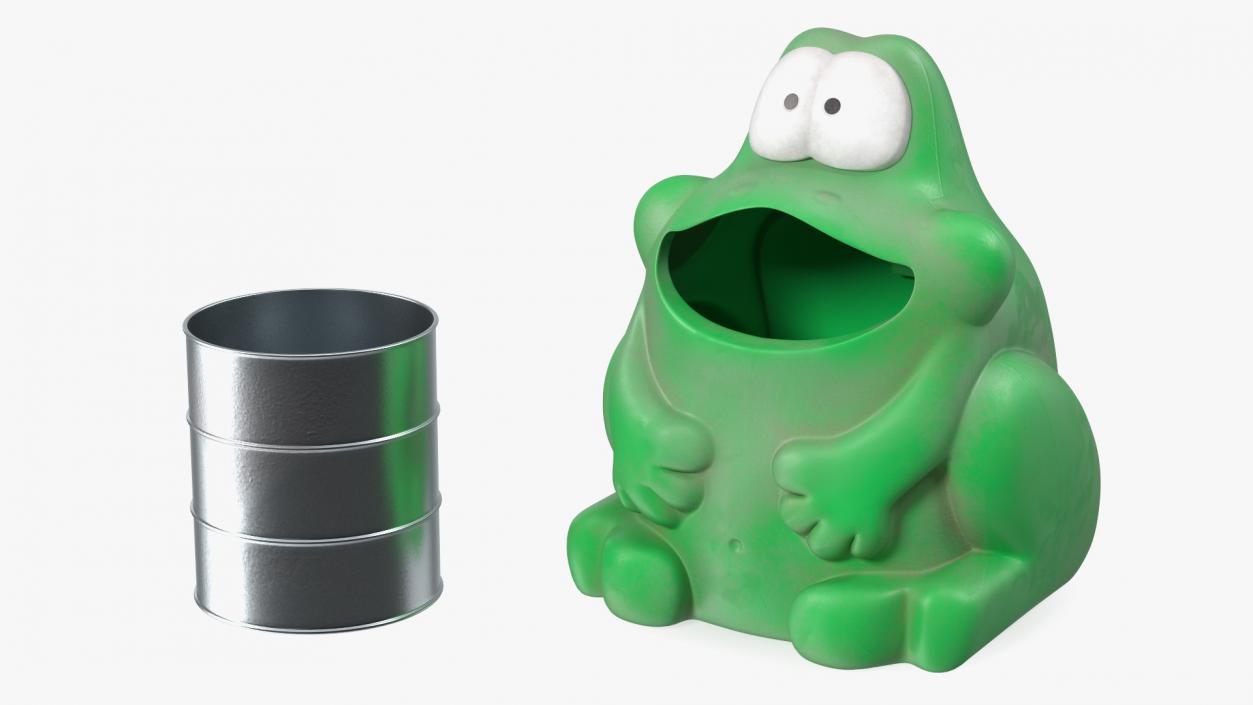 3D Used Frog-Shaped Trash Can