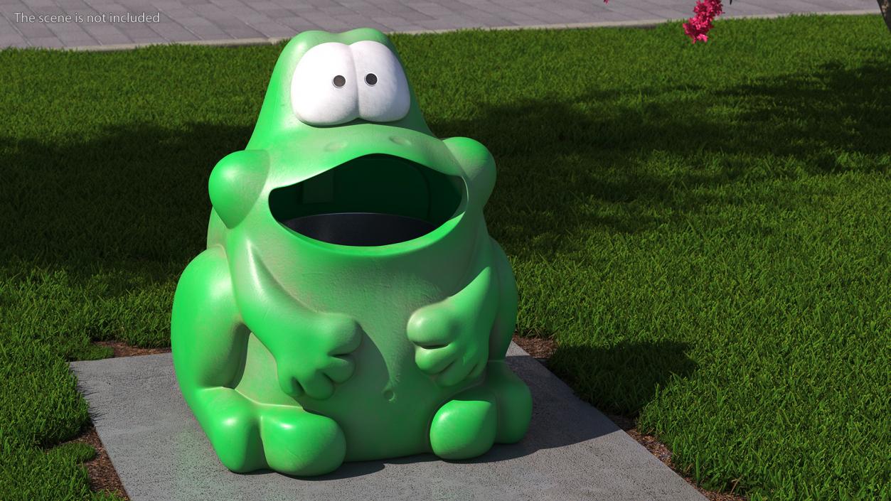 3D Used Frog-Shaped Trash Can