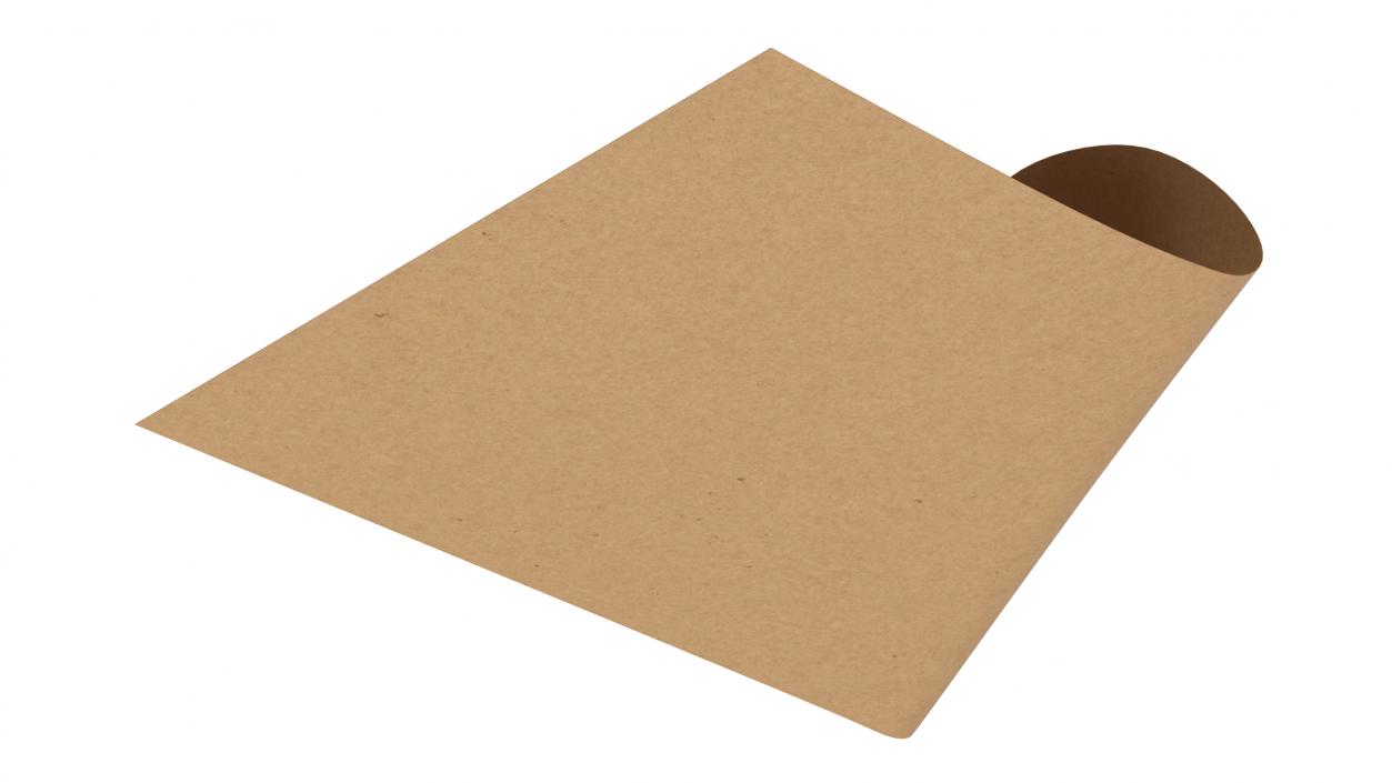 Curled Brown Paper Sheet 3D model