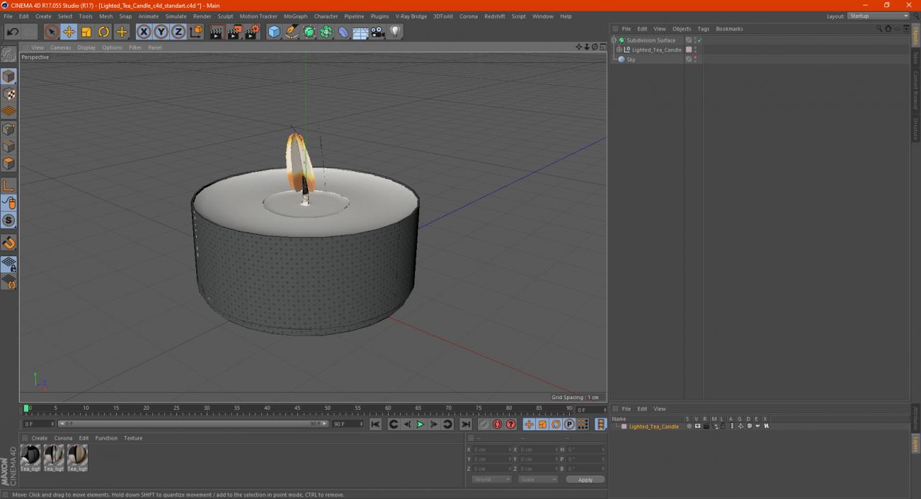 3D Lighted Tea Candle model