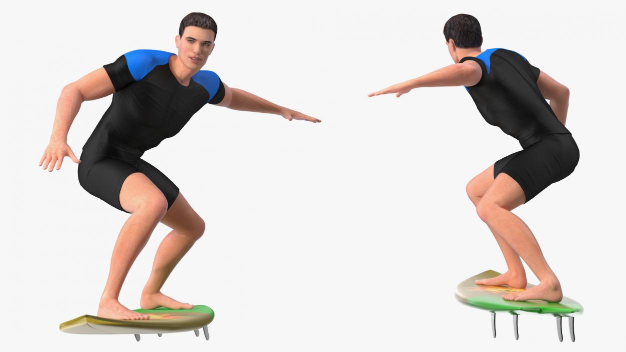 3D Man On Surfboard