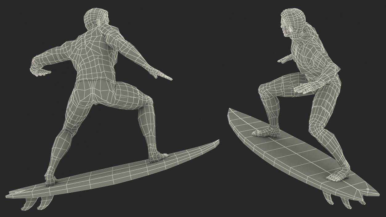 3D Man On Surfboard