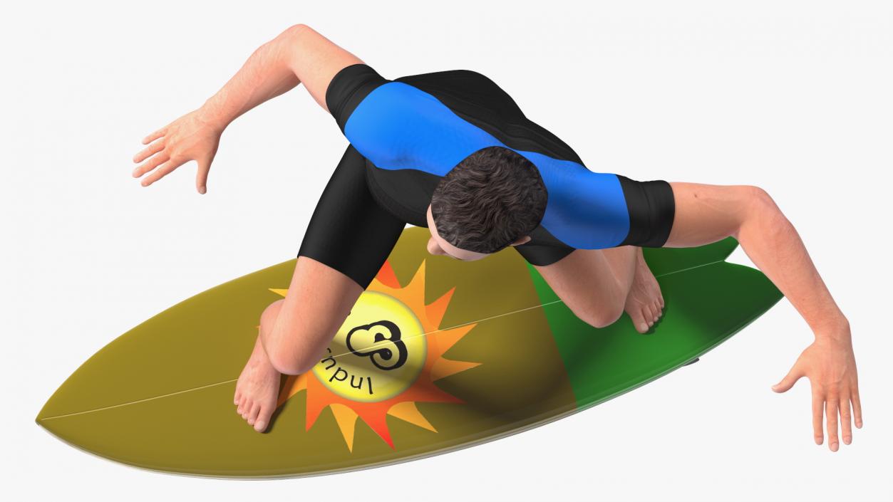 3D Man On Surfboard