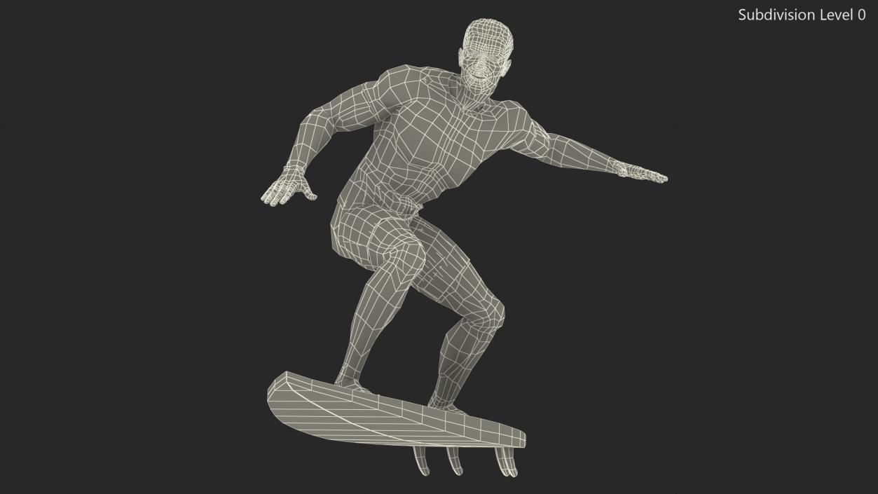 3D Man On Surfboard