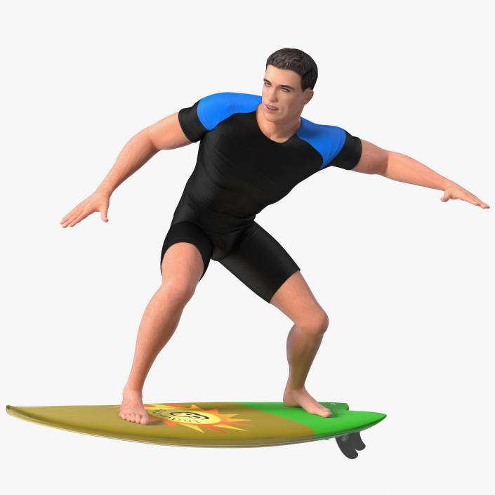 3D Man On Surfboard