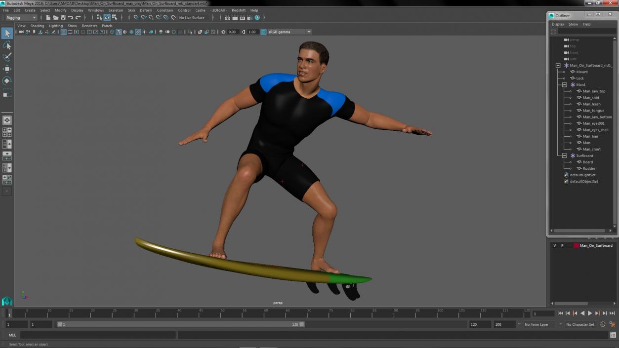 3D Man On Surfboard