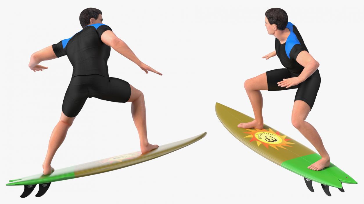 3D Man On Surfboard