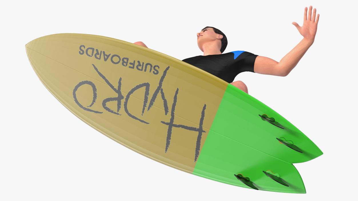 3D Man On Surfboard