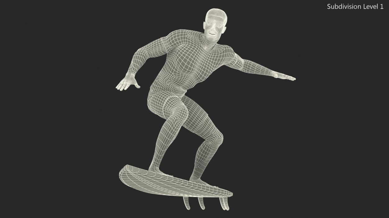 3D Man On Surfboard