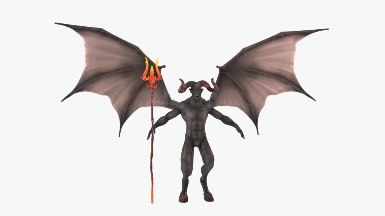 Devil Character with Trident Rigged for Maya 3D model