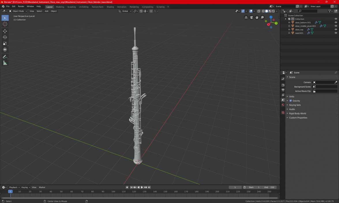 Woodwind Instrument Oboe 3D model