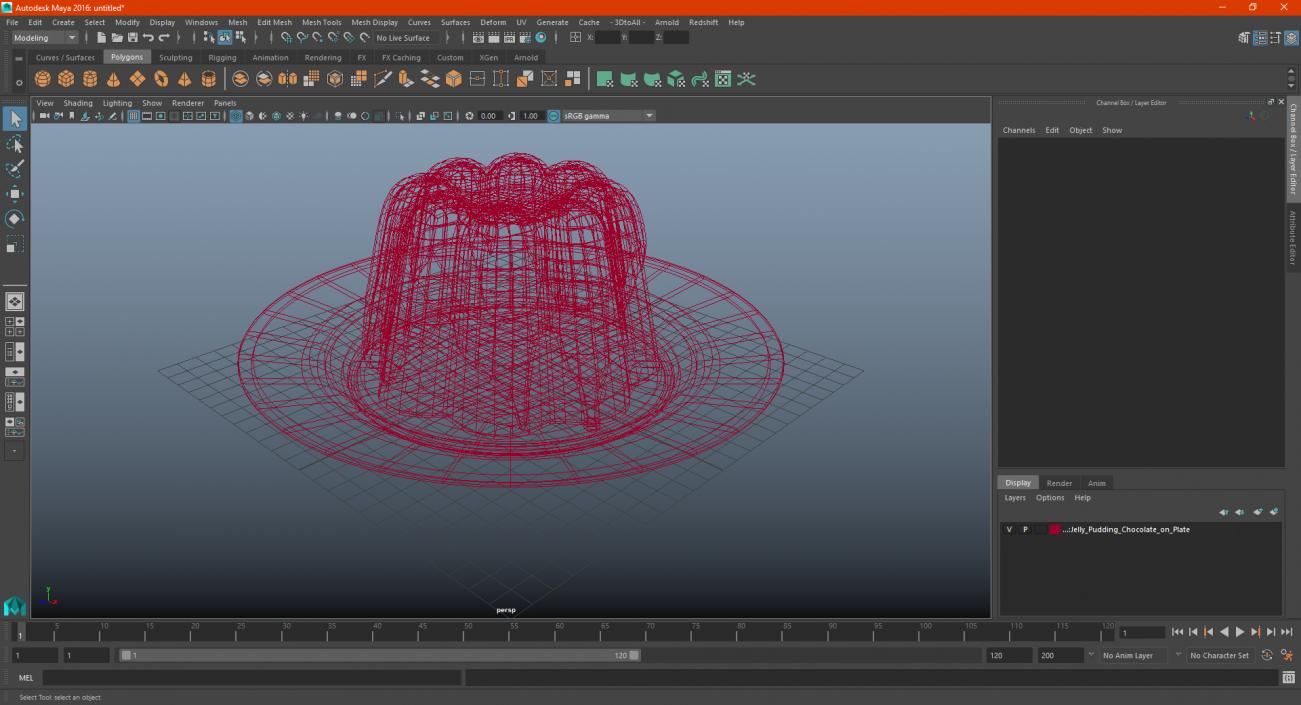 3D Milky Jelly Pudding on Plate model