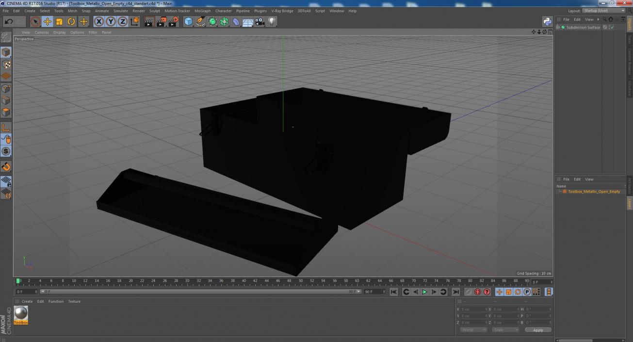 Toolbox Metallic Open Empty 3D