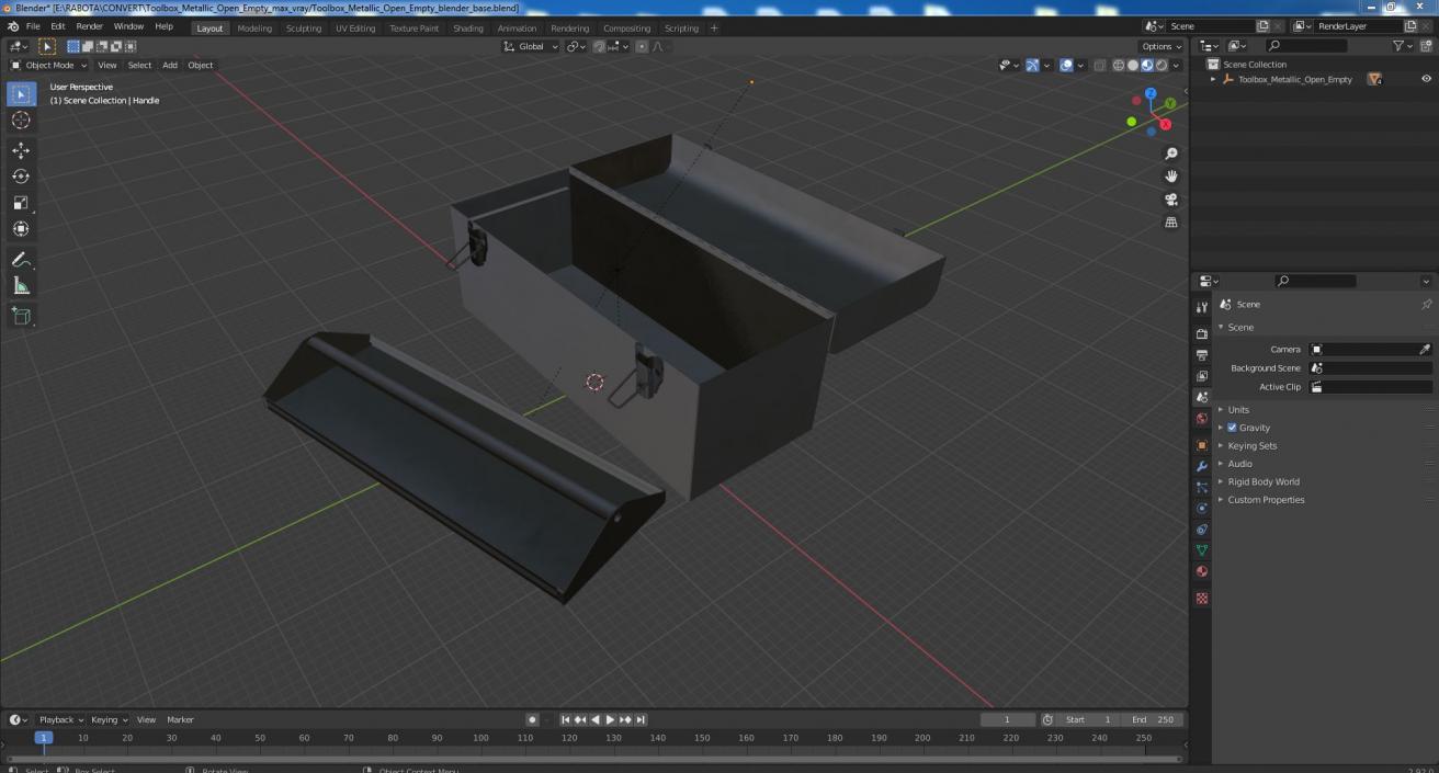 Toolbox Metallic Open Empty 3D