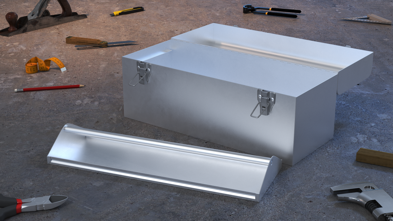 Toolbox Metallic Open Empty 3D