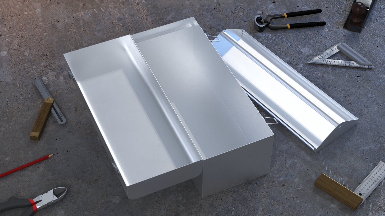 Toolbox Metallic Open Empty 3D