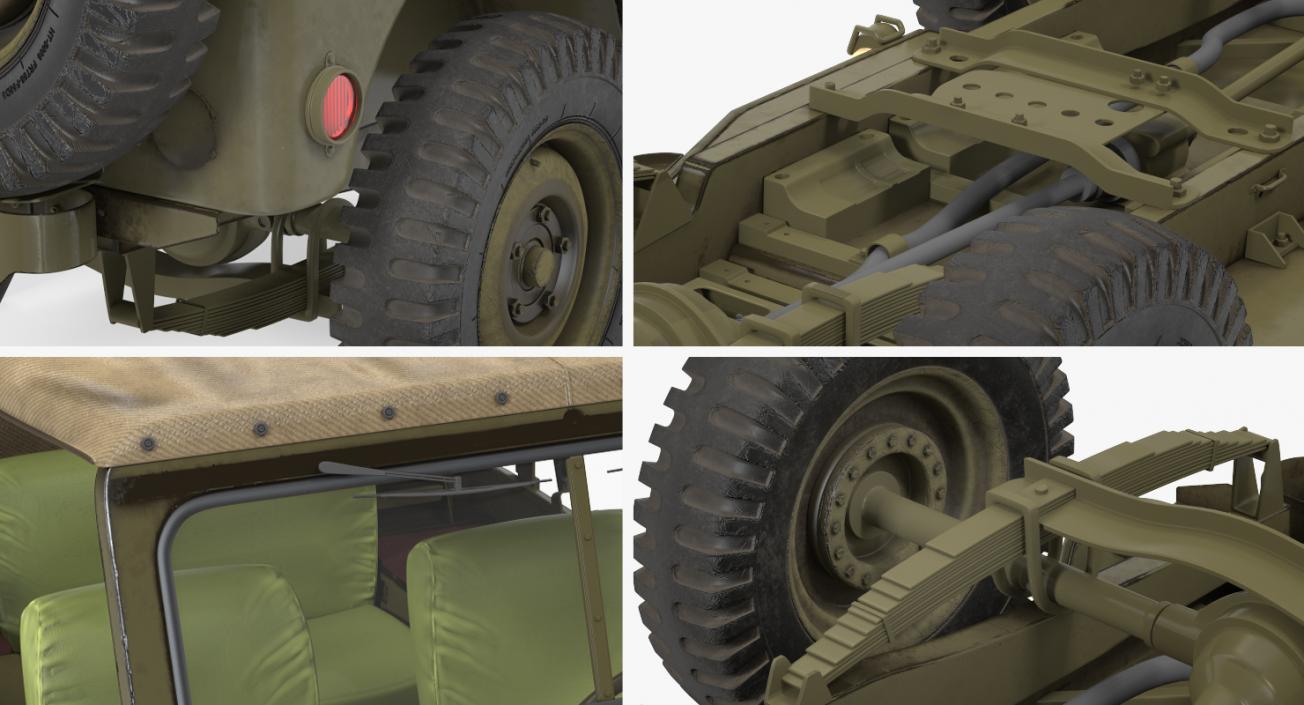 3D model Jeep Willys 1944 Convertible Ambulance Rigged