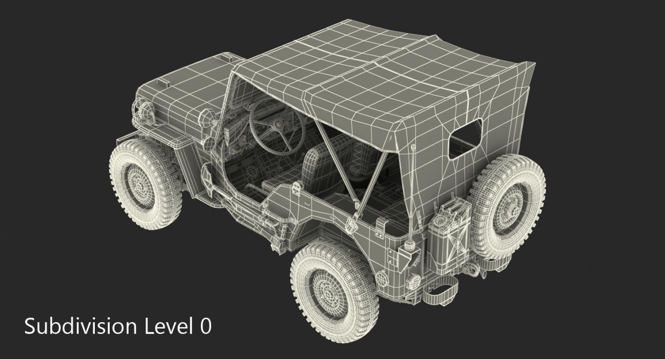 3D model Jeep Willys 1944 Convertible Ambulance Rigged