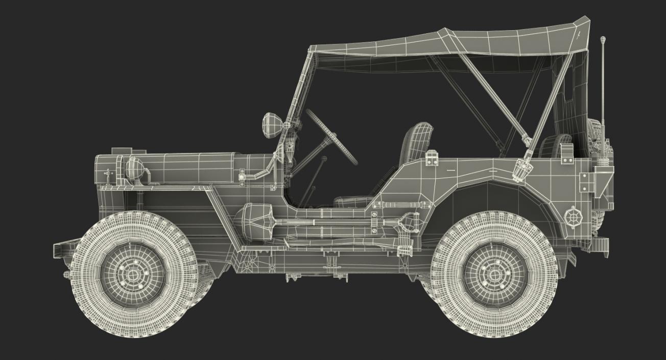 3D model Jeep Willys 1944 Convertible Ambulance Rigged