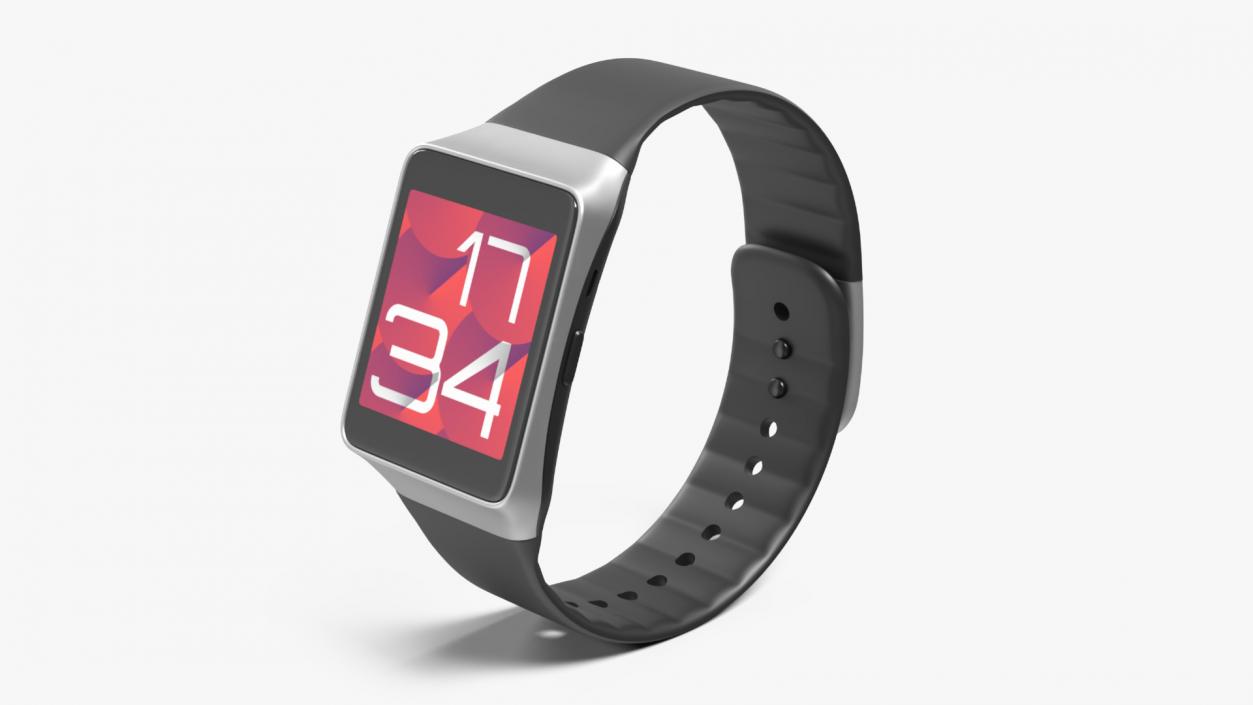 Smartwatch Samsung with Rectangular Face and Silicone Strap 3D model