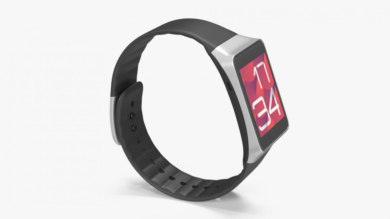 Smartwatch Samsung with Rectangular Face and Silicone Strap 3D model