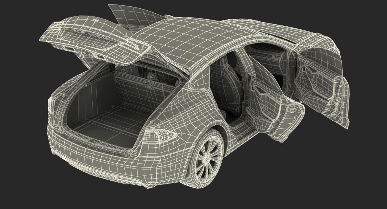 3D Tesla Model S 60 2017 Rigged model