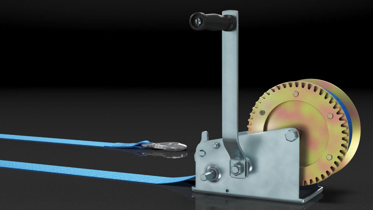 Heavy Duty Hand Winch with Polyester Strap 3D