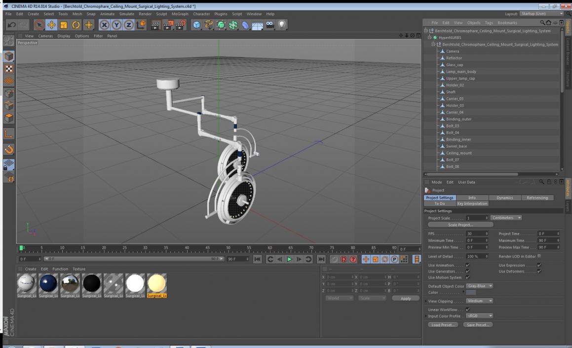 3D model Berchtold Chromophare Ceiling Mount Surgical Lighting System