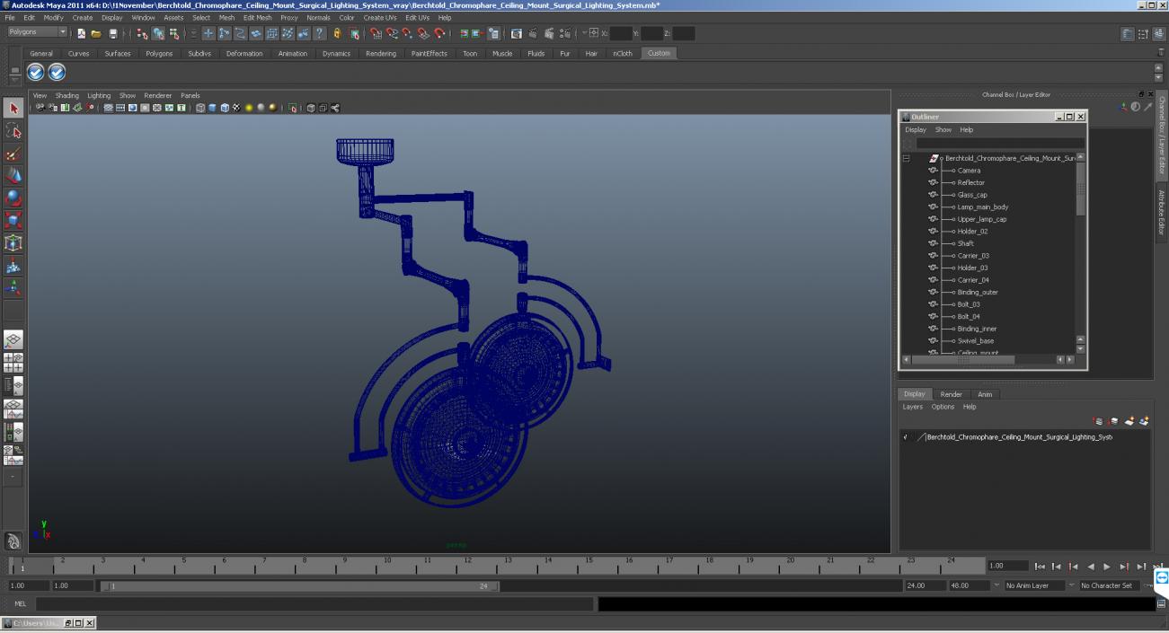 3D model Berchtold Chromophare Ceiling Mount Surgical Lighting System