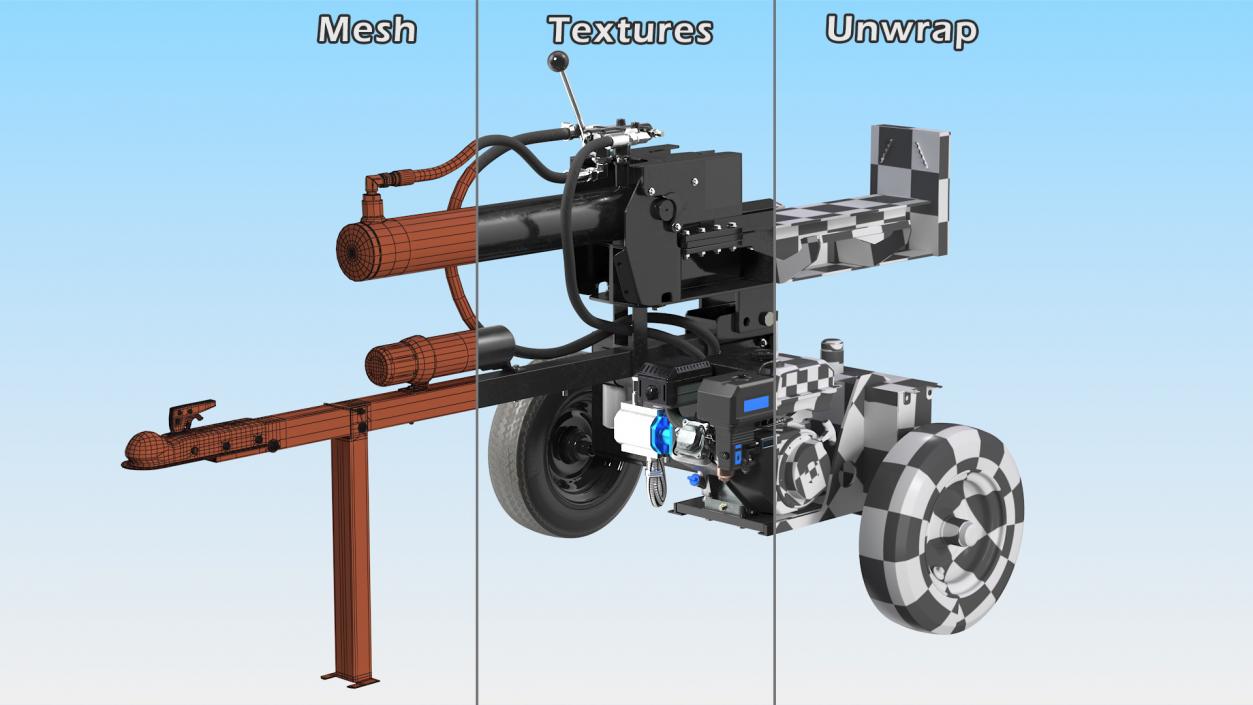 3D model Hydraulic Lumberjack Log Splitter Rigged