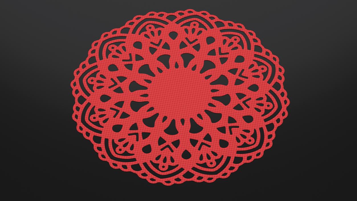 3D Round Paper Lace Doily Red