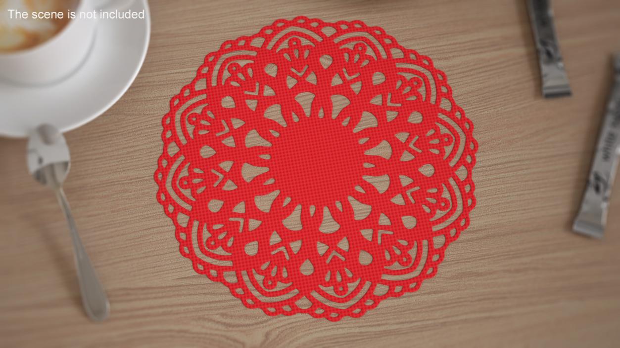 3D Round Paper Lace Doily Red