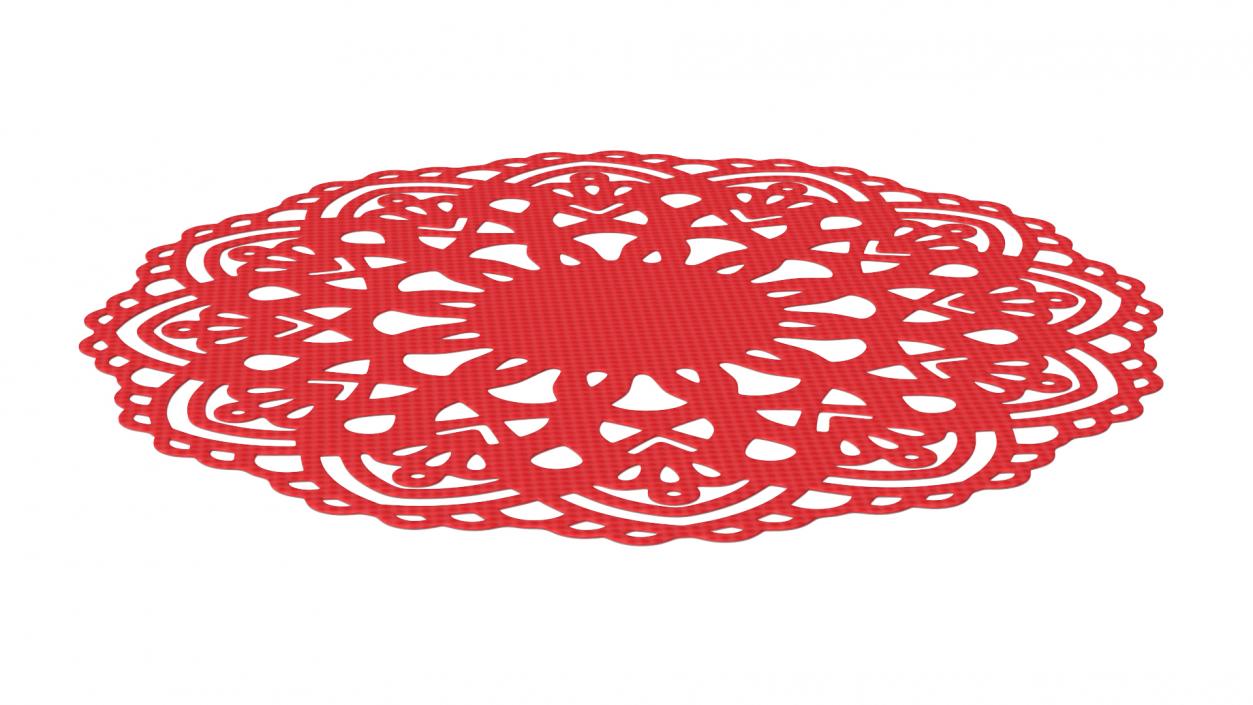 3D Round Paper Lace Doily Red